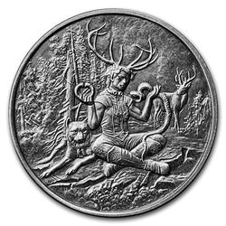5 oz Silver Antique Round - Celtic Lore (Cernunnos)