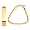 Image 1 : 14k Yellow Gold Omega Back Triangle Hoop Earrings - 7x35 mm