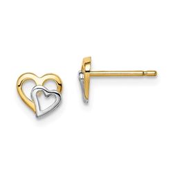 14k & White Rhodium Cut-out Hearts Post Earrings - 48 mm
