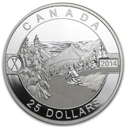 2014 Canada 1 oz Silver $25 Scenic Skiing in Canada Proof