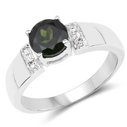 2.57 ctw Genuine Blue Topaz and White Topaz .925 Sterling Silver Ring