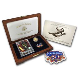 1997 4-Pc Gold $5 Commem Jackie Robinson Pf Set (Legacy\, Box/COA)