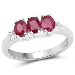 1.00 ctw Genuine Glass Filled Ruby .925 Sterling Silver Ring
