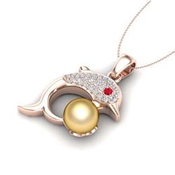 6 ctw Ruby & Halo VS/SI Diamond Necklace 18K Yellow Gold