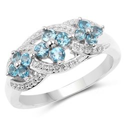 1.58 ctw Dyed Paraiba Opal and White Topaz .925 Sterling Silver Ring