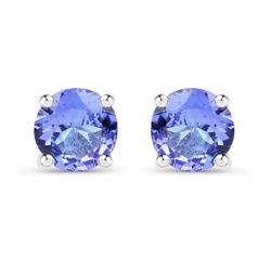 1.94 ctw Genuine Tanzanite and White Topaz .925 Sterling Silver Earrings