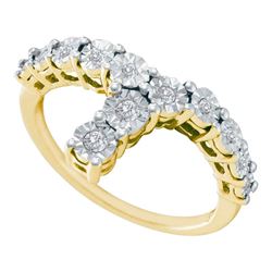 Sterling Silver Round Diamond Heart Cluster Earrings 1/4 Cttw