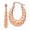 Image 1 : 14k Rose Gold Polished Twisted Hollow Hoop Earrings - 51 mm