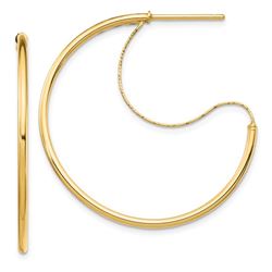 14k Yellow Gold Polished with D/C wire Hoop Earrings - 1.5x30 mm