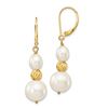 Image 1 : 14k Yellow Gold White Pearl D/C Bead Leverback Earrings - 6-10 mm