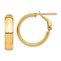 14k Yellow Gold Omega Back Hoop Earrings - 5x20 mm