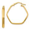 Image 1 : 14k Yellow Gold 3x2 mm Knife Edge Hexagon Hoop Earrings - 42 mm
