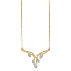 14K & White Rhodium Diamond-cut Leaf Necklace - 17.5 in.
