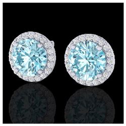 1.07 ctw Fancy Intense Blue Diamond Art Deco Earrings 18K Rose Gold