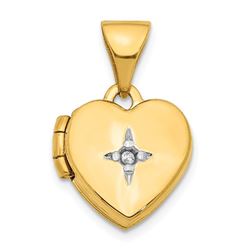 14k Yellow Gold Diamond 11 mm Heart Locket Pendant - 16 mm
