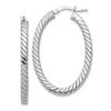 Image 1 : 14k White Gold Polished & Twisted Oval Hoop Earrings - 3 mm