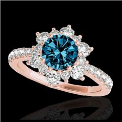 2 ctw Intense Blue Diamond Solitaire Necklace 10K White Gold