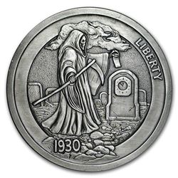 5 oz Silver Antique Round - Hobo Nickel (Graveyard Shift)