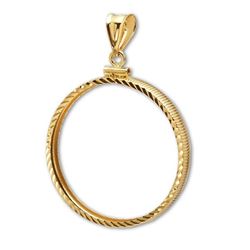 14K Gold Screw-Top Diamond-Cut Coin Bezel - 27 millimeter