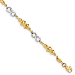 14K Two-Tone Infinity and Swirls Bracelet - 7.5 in.