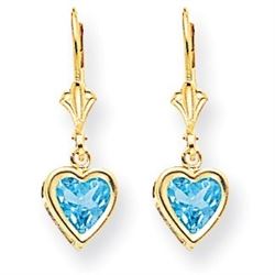 14k 6 mm Heart Blue Topaz Earrings