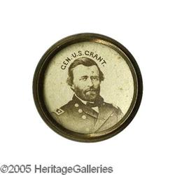 Rare Large-Size U.S. Grant Cardboard-Photo Pin Rare Large-Size U.S. Grant Cardboard-Photo Pin