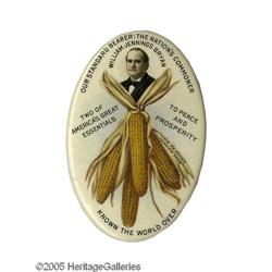 Lg. William Jennings Bryan "Ear of Corn" Pinback Classic Large William Jennings Bryan "Ear of Corn" 