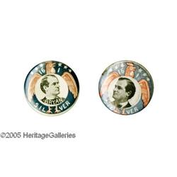 2 William Jennings Bryan "16 to 1 Silver" Studs Pair of Unusual William Jennings Bryan "16 to 1 Silv