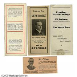 Six Exceptional Calvin Coolidge Paper Items A Group Lot of Six Exceptional Calvin Coolidge Paper Ite