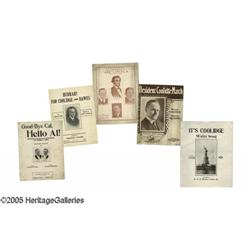 Group Five Pieces of Calvin Coolidge Sheet Music Group Lot of Five Pieces of Calvin Coolidge Sheet M