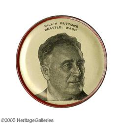 Rare FDR Button Design From Seattle, WA One of the Very Rare Franklin D. Roosevelt Button Designs Fr