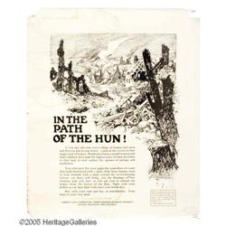 In the Path of the Hun 25  x 21  WWI Poster  In the Path of the Hun 