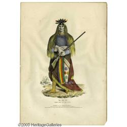 1836 Hand-Colored Lithograph of Sioux Wa-Na-Ta 1836 Hand-Colored Lithograph of Wa-Na-Ta, Grand Chief