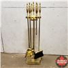 Image 1 : Brass Fireplace Tool Set w/Stand