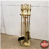 Image 2 : Brass Fireplace Tool Set w/Stand