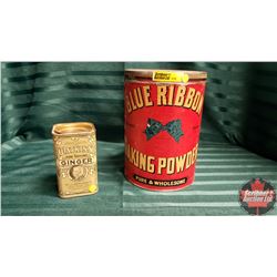 Blue Ribbon Baking Powder Tin & Watkins Ginger Tin