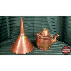 Copper Funnel & Copper Tea Pot