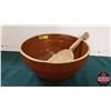 Image 1 : Brown Mixing Bowl & Wooden Paddle