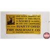 Image 1 : Single Sided Tin Sign "Hartford Fire Insurance Co." Embossed (11" x 19-1/2")