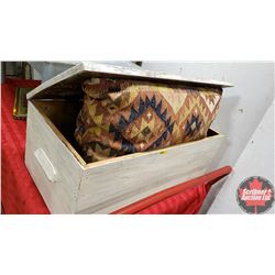 White Painted Wood Trunk with Kilim Pillow (Did you know:  Kilim Pillows are made from upcycled hand