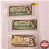Canada $1 Bills - Sheet of 3: 1954 (Beattie Rasminsky RZ1713883) ; 1967 (Beattie/Rasminsky No S/N#) 