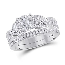 14kt White Gold Round Diamond Heart Pendant 7/8 Cttw