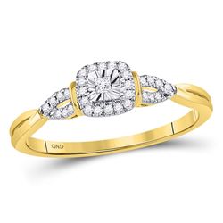10kt Yellow Gold Mens Round Diamond Circle Cluster Stud Earrings 1/12 Cttw