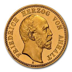 1896 German States Anhalt-Dessau Gold 10 Mark PF-67 NGC (UCAM)