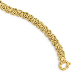 14k Yellow Gold Fancy 8 mm Flat Byzantine Bracelet - 7.5 in.