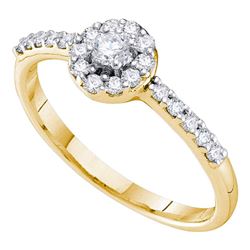 10kt Yellow Gold Round Diamond Cradled Cluster Pendant 1/4 Cttw