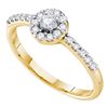 Image 1 : 10kt Yellow Gold Round Diamond Cradled Cluster Pendant 1/4 Cttw