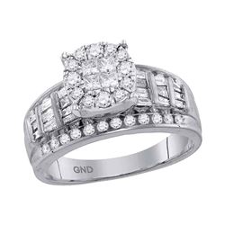 14kt White Gold Round Diamond Crown Cross Stud Earrings 1/5 Cttw