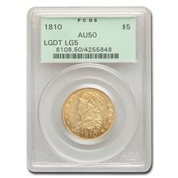 1810 $5 Capped Bust Gold Half Eagle AU-50 PCGS (Lg. Date. Lg 5)