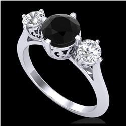 1.67 ctw Intense Fancy Yellow Diamond Art Deco Ring 18K White Gold